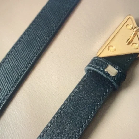 Prada Black Belt - Gold Triangle Iconic Hardware display picture 2